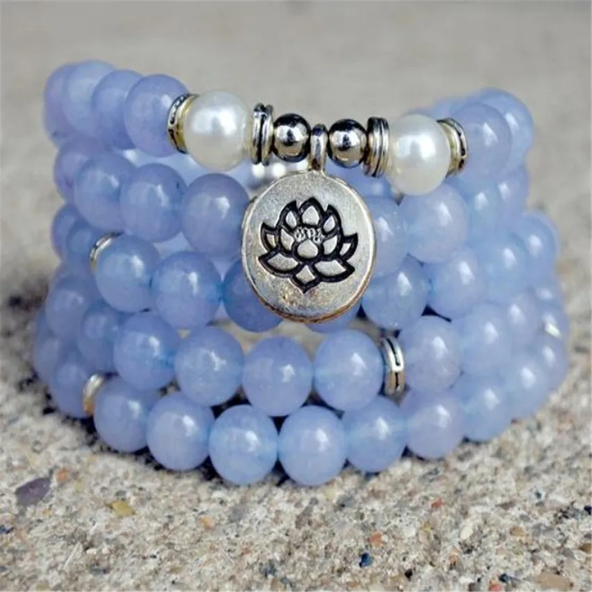 

6mm Stone 108 Beads Mala Buddhist Bracelet Necklace Cuff Hot Diy Healing Energy Elegant Wristband Bless Sutra Chakra Pray