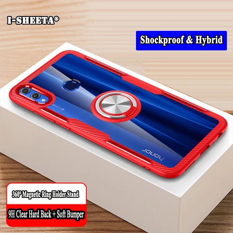 

Hybrid Case For Huawei Honor 10 Lite 7X 360 Metal Magnetic Finger Ring Holder Stand Soft TPU Bumper Clear Hard PC Back Cover
