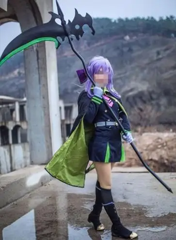 

Free shipping halloween Seraph of the End Owari no Serafu Shinoa Hiragi Outfit Uniform Dress Cloak Cosplay Costume