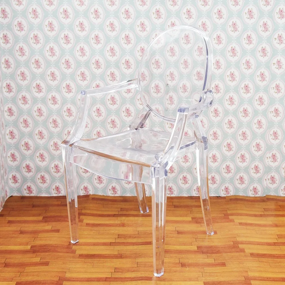 

Odoria 1:6 Miniature Transparent Arm Chair for 6" Dolls Size Clear Dollhouse Furniture Accessories