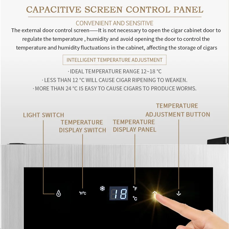 FK-18C, электронный шкаф для сигар, морозильная камера, температура, винный чай, воздушное охлаждение, сигарный шкаф, сигарный охладитель, хранение, коробка для хранения