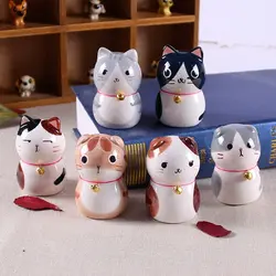 В японском стиле керамические Maneki Neko Home Decor ремесел украшения комнаты фарфоровая статуэтка животного Lucky Cat керамическая орнамент подарки