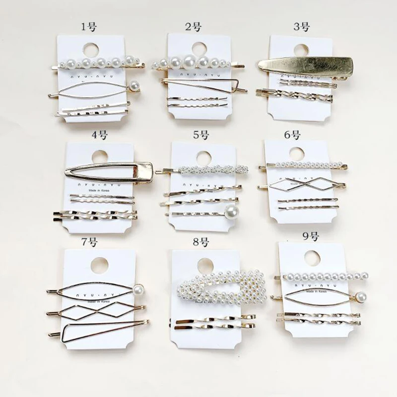 

1 SET Fashion Women Hair Accessories Beaded Hair Clips For girls pearl Barrettte Soft Alloy BB Handmade Bead Handles Hairstyle