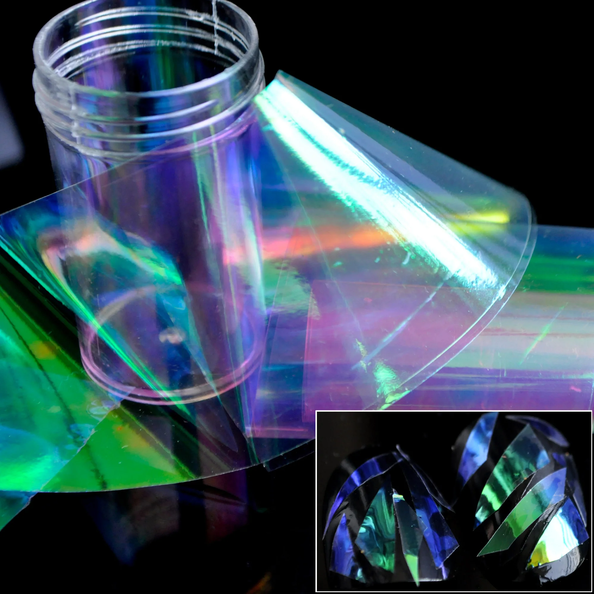 

Rainbow Shape Nail Art Decoration Plastics Glass Paper Nail Lase Sticker Roll 100cm YC461