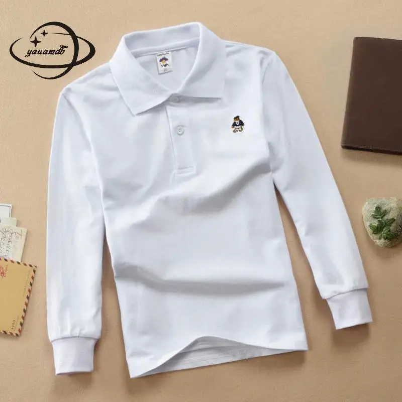 

YAUAMDB kids polo shirts spring autumn 4-15Y boys girls tops tees long sleeve cartoon clothing fashion children clothes ly28