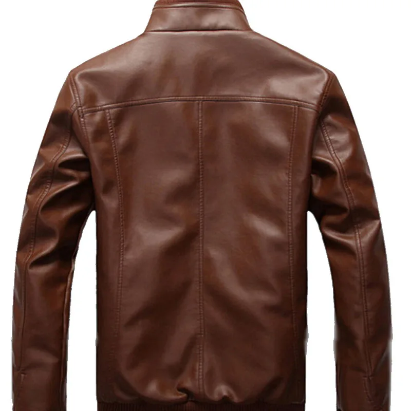 leather racer jacket 2020 New Fashion Black Brown Mens Stand Collar Coats Leather Biker Jackets Spring Male Leather Jackets Plus Size 3XL genuine leather motorcycle jackets