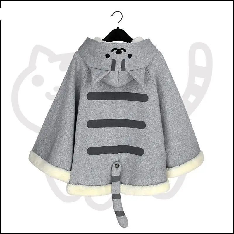 Harajuku Atsume Neko Зима Милый Кот Пальто Руно Плащ Рождественский Топы WXC|neko atsume|cloak