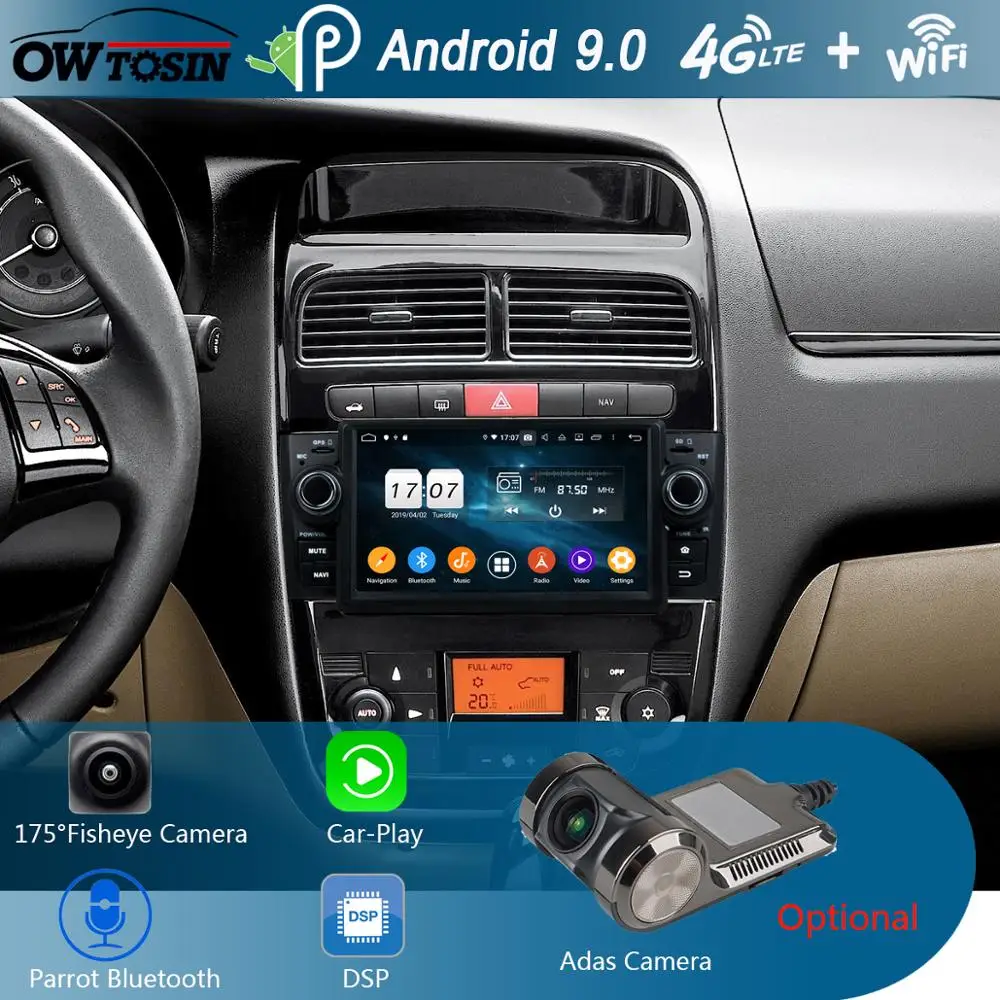 " ips 8 ядерный 1024*600 4G+ 64G Android 9,0 автомобильный dvd-плеер для Fiat LINEA 2007 2008 2009 2000 2010 2011 2012 2013 CarPlay Parrot BT