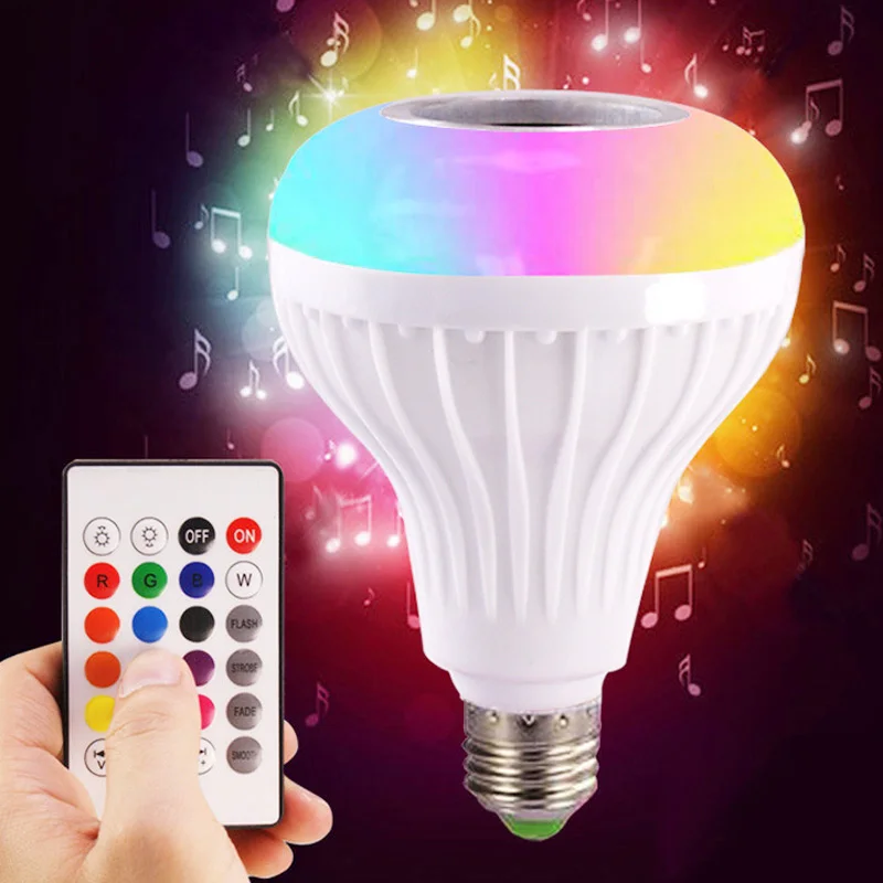 

LED Light Bulb E27 RGB Smart Bluetooth Music Magic Lamp Bulb Wireless Colorful With Remote Control Audio Holiday Lighting Bulb