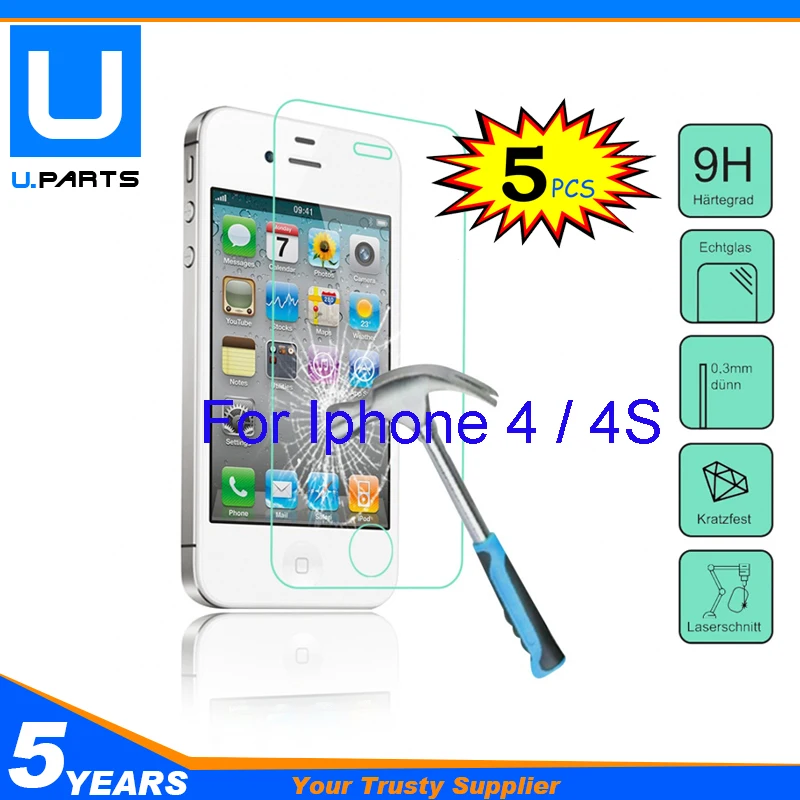 5 шт./лот для Iphone4 Iphone4S Iphone 4 / 4S A1332 A1431 A1387 защитная пленка из закаленного стекла