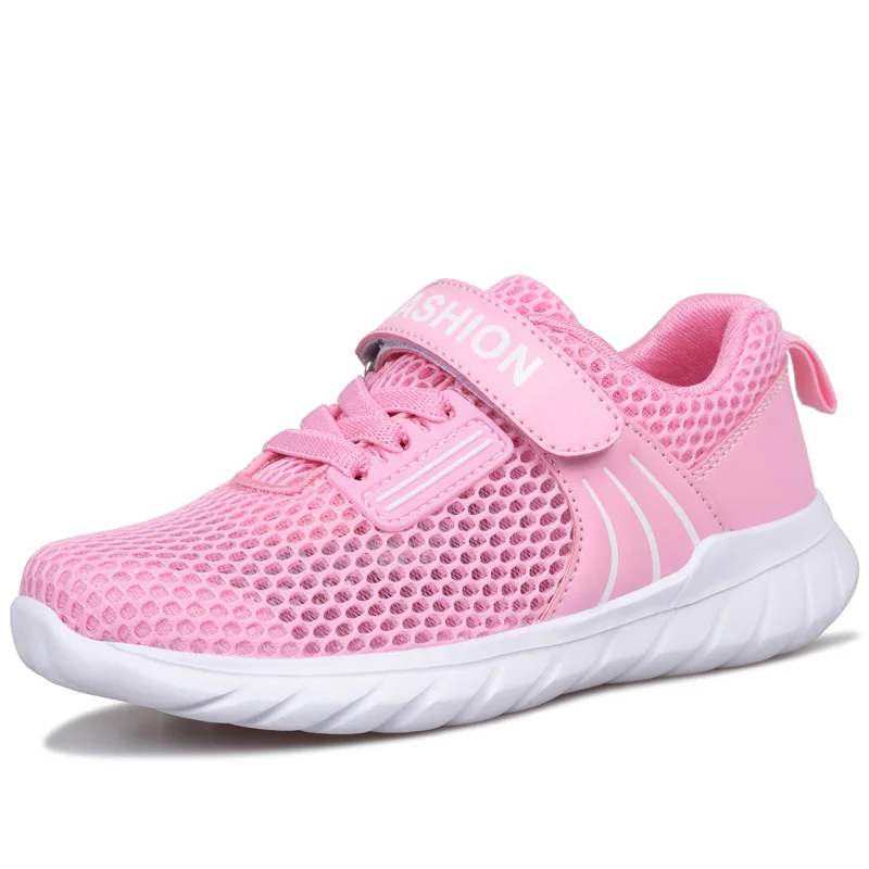 Модная детская обувь; кроссовки для девочек; детская повседневная обувь из сетчатого материала; Спортивный Летний дышащий светильник; детская теннисная обувь для девочек; Chaussure Enfant - Цвет: Pink