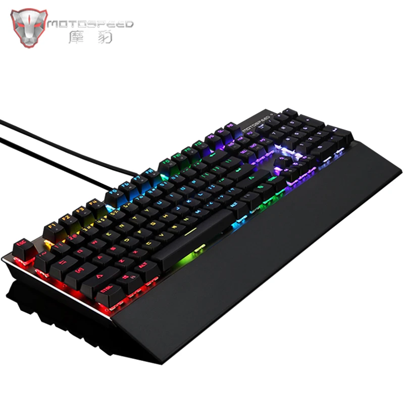 Настоящая игровая механическая клавиатура Motospeed CK108 с RGB подсветкой, анти-привидение, 104 клавиш, синий/черный переключатель, Проводная клавиатура для геймера