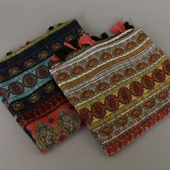 

Bohemian ladies printe floral viscose cotton shawls tassels muslim hijab popular summer headbands scarves/scarf 10pcs/lot