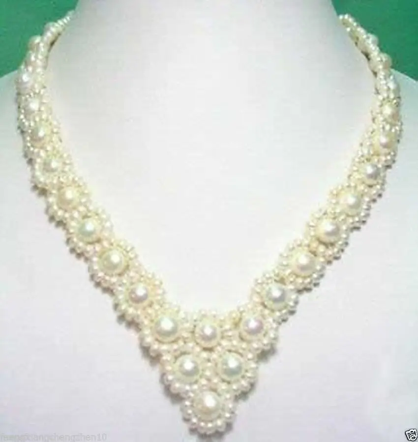 

0001087 Charming wedding white rustic freshwater pearl necklace