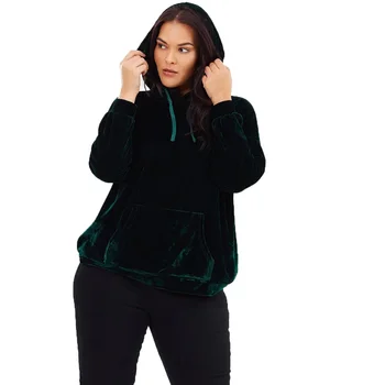 

Women Velvet Oversized Hoodie Sweatshirt Female Kawaii Autumn New Green Loose Hooded Clothes Crop Hoodies Sweatshirts
