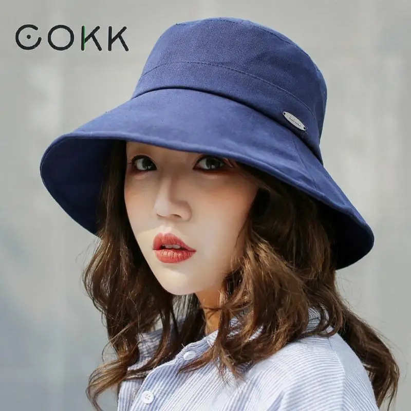 COKK الربيع النساء قبعة كاب شقة قبعة بحافة السيدات قبعة الشمس الإناث الصيف الورك هوب بنما كاب بوب الفاتحة الصياد قبعة صيد