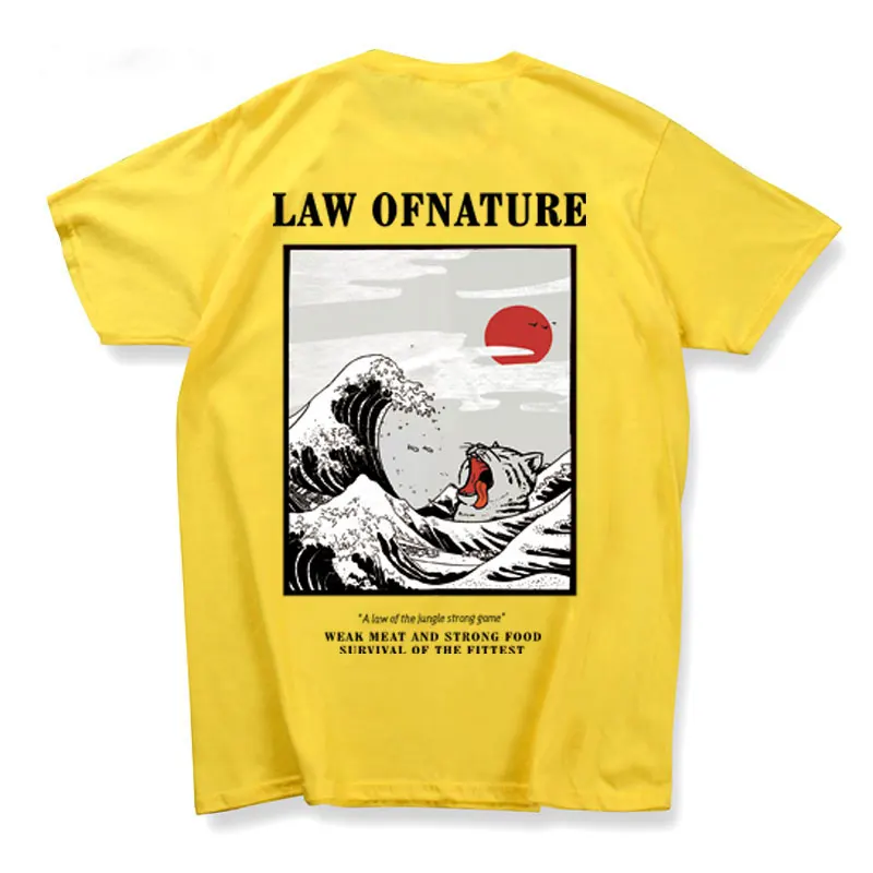 

Men Women Japanese Print Cat Wave T Shirts 2019 Streetwear Hip Hop tee shirt homme Casual Tops Tees Male Tshirts