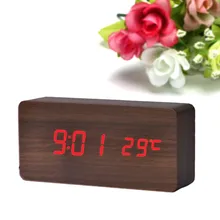 1pc Temperature Display Sounds Control Electronic Desktop LED Alarm Clock Wholesale free shipping A4