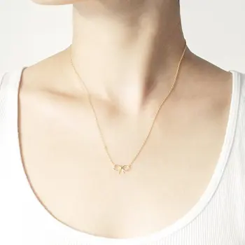 

QIAMNI Hot Fashion Wholesale Unique Dainty Bow Necklace-For Woman and Ladies Free Shipping