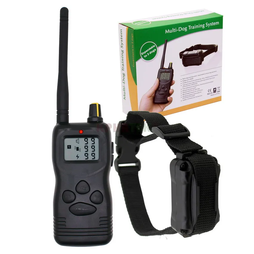 

1000m Remote Electric Dog Collar Pet Training System 100lv Lcd Display 3 Group Memory For Each Collar IP65 Waterproof