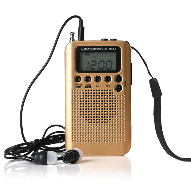 FM/AM Full-band Multiband Stereo Digital Tuner Full-wave Band Receiver Radio Antenna with Earphone and Speakers Outdoor Sports