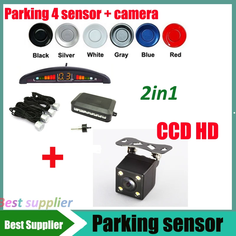 

parking sensor radar with LED + universal car rear view backup parking camera CCD HD