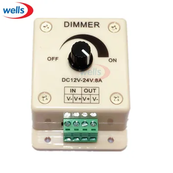 

led Dimmer controller,8A 96W led Rotating Dimmer Bright Brightness Adjustable Controller Single Color LED Controller DC 12V-24V
