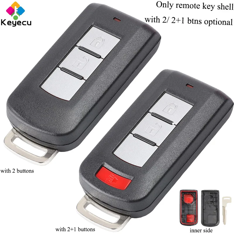 

KEYECU Replacement Remote Key Shell Case - 2/ 2+1/ 3 Buttons & Insert Blade - FOB for Mitsubishi Outlander Lancer Eclipse Galant
