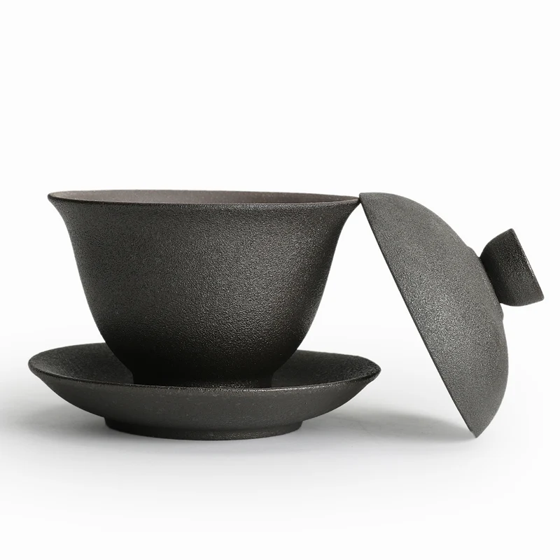 TANGPIN керамический гайвань чайная чашка из фарфора чайная чашка китайские чайный набор кунг-фу 180 мл - Цвет: Черный