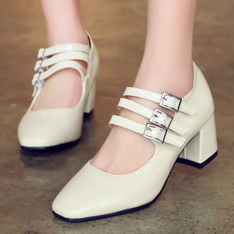 

Big Size 11 12 13 14 ladies high heels women shoes woman pumps Three Fashion Ladies'Single Shoes with Buckles and Shallow Mouths