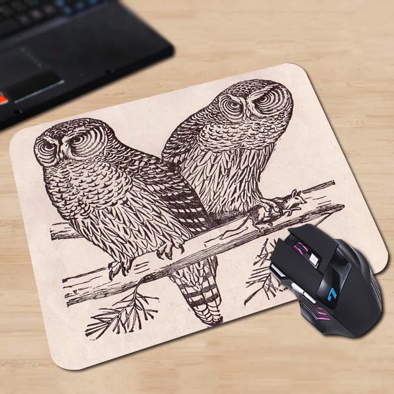Us 203 19 Offbabaite Dostosowane Podkładka Pod Mysz Dwie Sowy Rysunek Grafika Piękna Decor Computer Notebook Logo Drukowanie Podkładka Pod Mysz