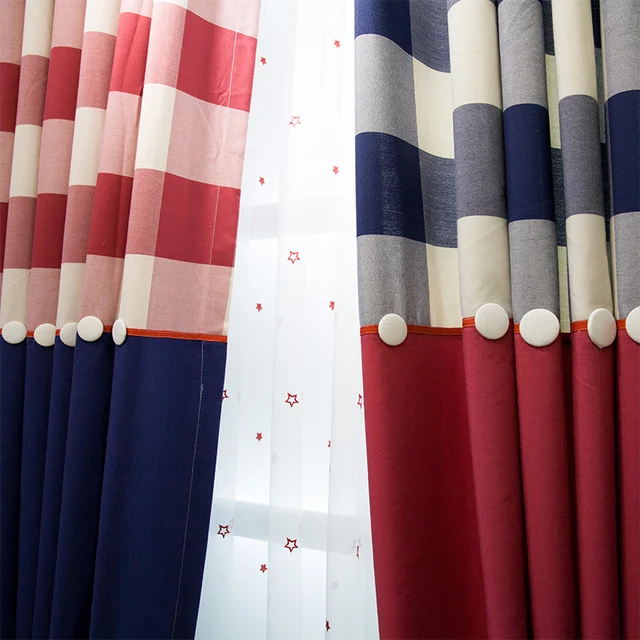 Tulle Curtains Free Shipping 2 Pieces Lot Cotton Linen Red And Blue Tulle Curtains Free Shipping 2 Pieces Lot Cotton Linen Red And Blue Plaid