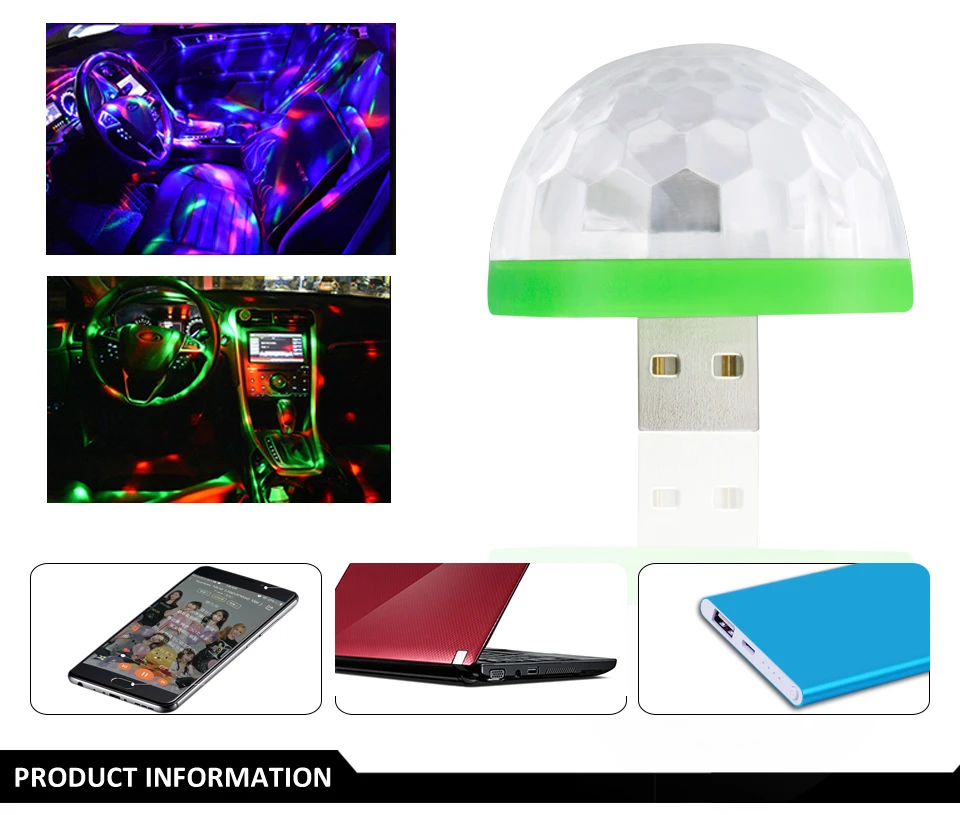 MeeToo Led Car Interior Decorative Lamp 5V USB Mini RGB Car Styling Led Bulb Atmosphere Light Magic Effect For BMW Ford VW Kia (5)