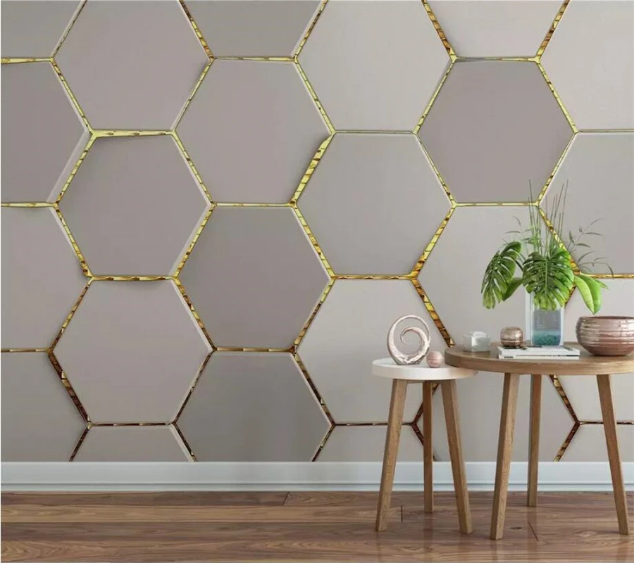 

beibehang Custom wallpaper 3d mural modern metal abstract gold geometric mural background wall living room bedroom 3d wallpaper