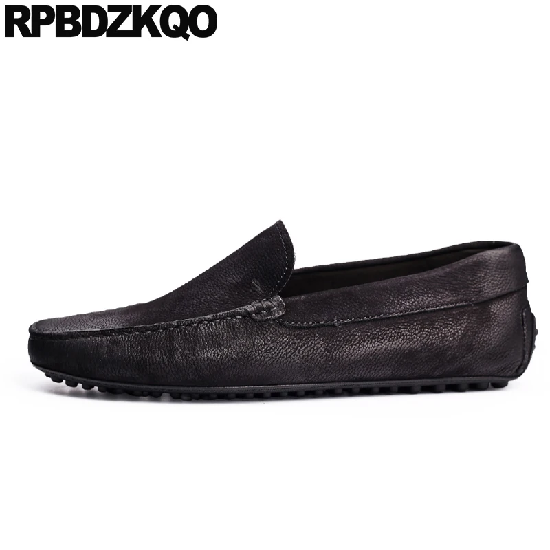 

black moccasins real leather square toe high quality Italy men designer loafers shoes comfort slip on soft soled casual flats