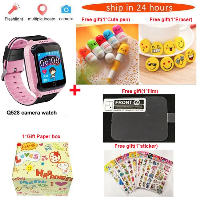 Из России Q528 Q42 Y21 дети gps трекер часы Детские умные часы с камерой флэш-светильник SOS Вызов Расположение Finder для ребенка - Цвет: pink package 1