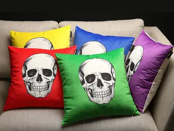 

fashion skeleton printed cushion cover pillowcase skull throw pillow cover backrest waist pillow case home decor
