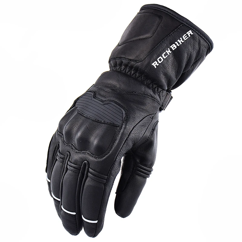 Rock Biker Winter Warm Waterproof Windproof Protective Motorcycle Gloves Motorbike Riding Genuine Leather Touch Screen For Revit