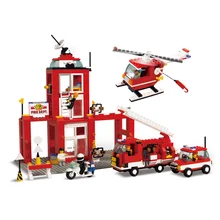 Sluban Model font b Toy b font Compatible with Lego B3100 631pcs Emergency Fire Station Model