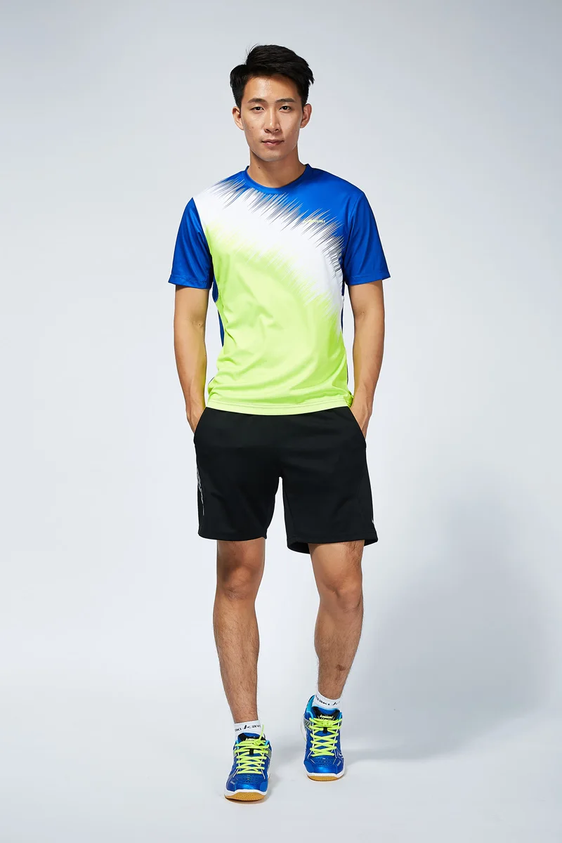 Мужская, женская, парная детская футболка, теннисная рубашка из полиэстера, футболка с коротким рукавом и круглым вырезом для спорта, фитнеса, ST-T1026