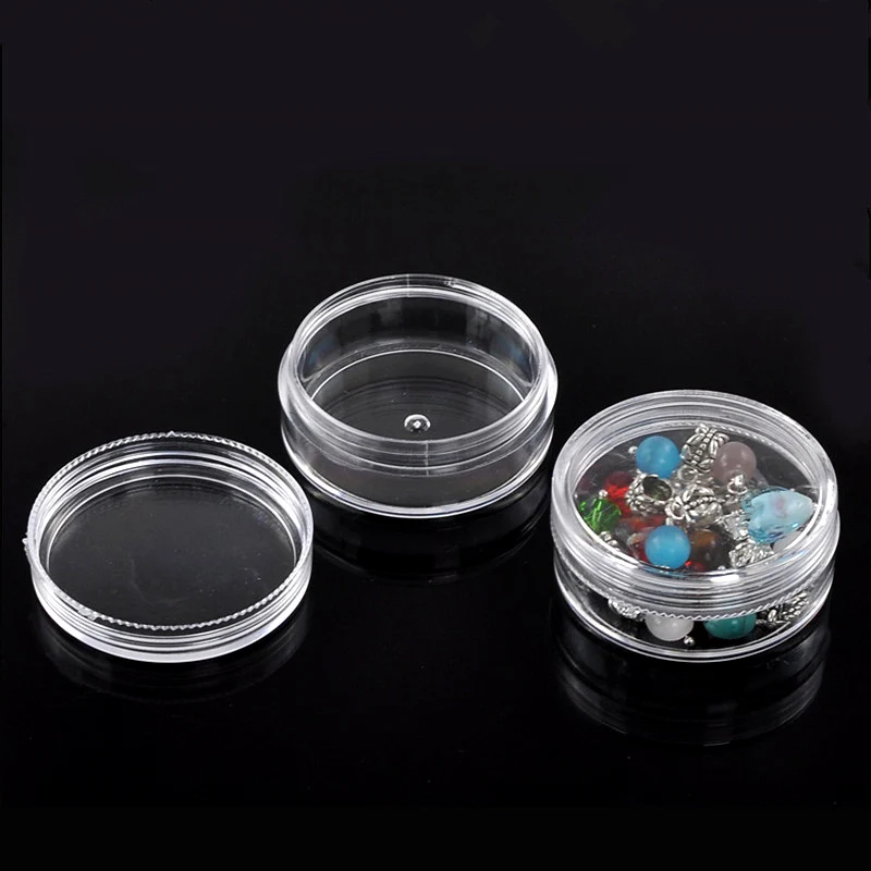 5Pcs Transparent Round Plastic Container Carrying Case Storage Boxes