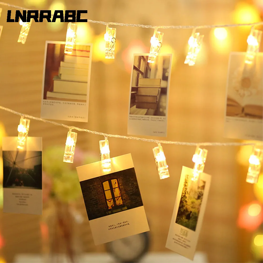 

Fashion 1.2 M 10LED Garland Card Photo Clip Led String Fairy Lights Battery Operated Christmas Garlands Wedding Valentines Decor