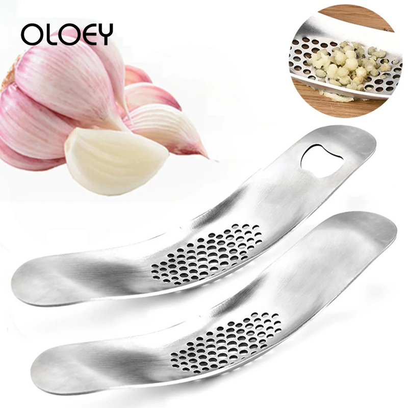

OLOEY Stainless Steel Garlic Press Multi-Function Manual Swing Garlic Grinder Squeezing Garlic Kitchen Tool Bottle Can Opener