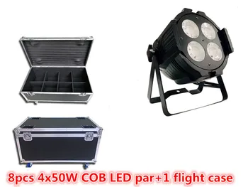 

8pz LED COB flightcase dmx cable 4x50W 220W Warm White+Cool White COB Par Light Stage Light Super Bright led spotlight dj light