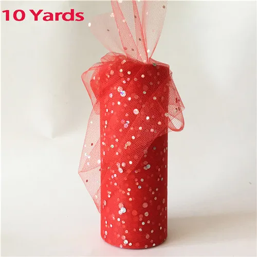 15 см 10 Ярдов Блестящий тюль в рулонах, блестящая пачка, свадебное украшение, тюль для невесты, ткань для рукоделия, принадлежности для дня рождения - Цвет: 10Y Red
