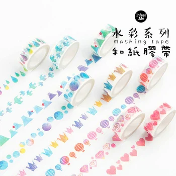 

1.5cm*7m Infeel Watercolor Series washi tape DIY decorative scrapbooking planner masking adhesive tape label sticker stationery