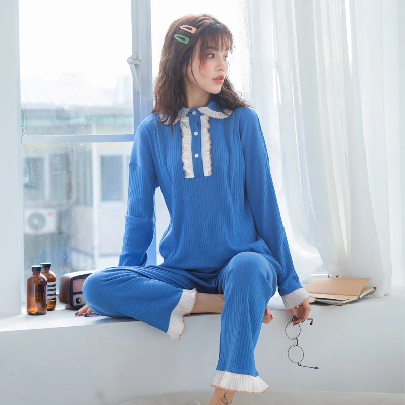  2019 Spring New Nursing Maternity Pajamas Korean Knitted Cotton Breastfeeding Pregnancy Clothes Postpartum Feeding Clothes A319