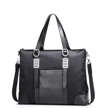 New Fashion Bag Men’s Waterproof Nylon Genuine Leather Top Handle Tote Handbag Versatile Casual Crossbody Bag Strap Shoulder Bag
