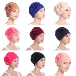 2018 Новое Кружевное одноцветное Цвет цветок бисер декор Для женщин шапочка мусульманская шляпа Кепки головы Обёрточная бумага