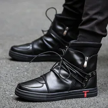 2017 Hip hop rock Men Shoes Fashion kanye west Boots Autumn soft Leather Footwear High Top Casual Shoes Superstar white black